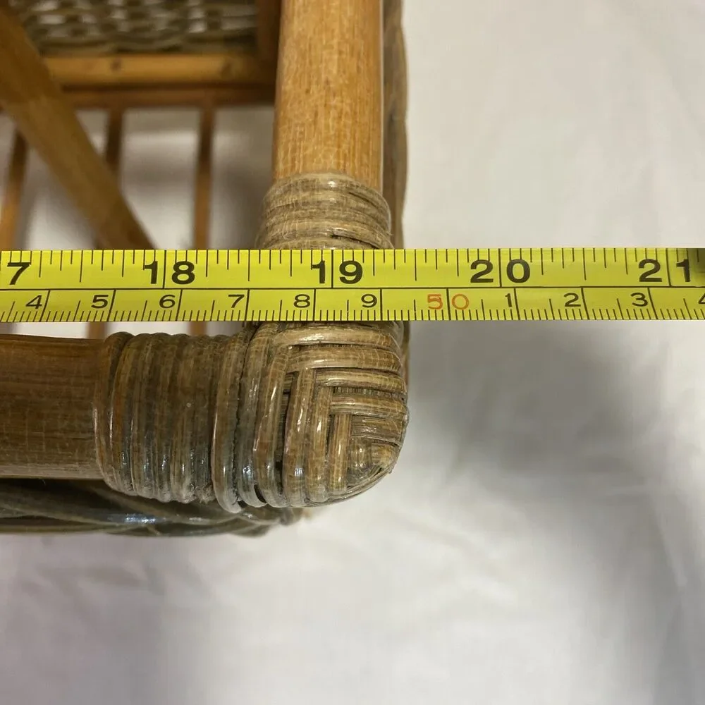 VTG Bent Wood Rattan Bamboo Rack‎ Holder Magazine Towel MCM Boho Decor 19X10x18